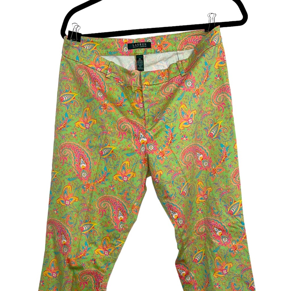 Lauren by Ralph Lauren paisley green and pink pant size 10